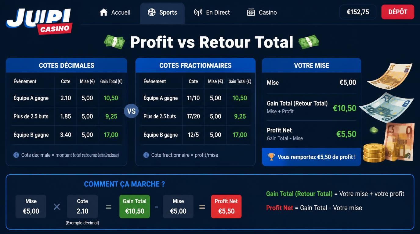 Illustration du contraste entre gain total et profit net